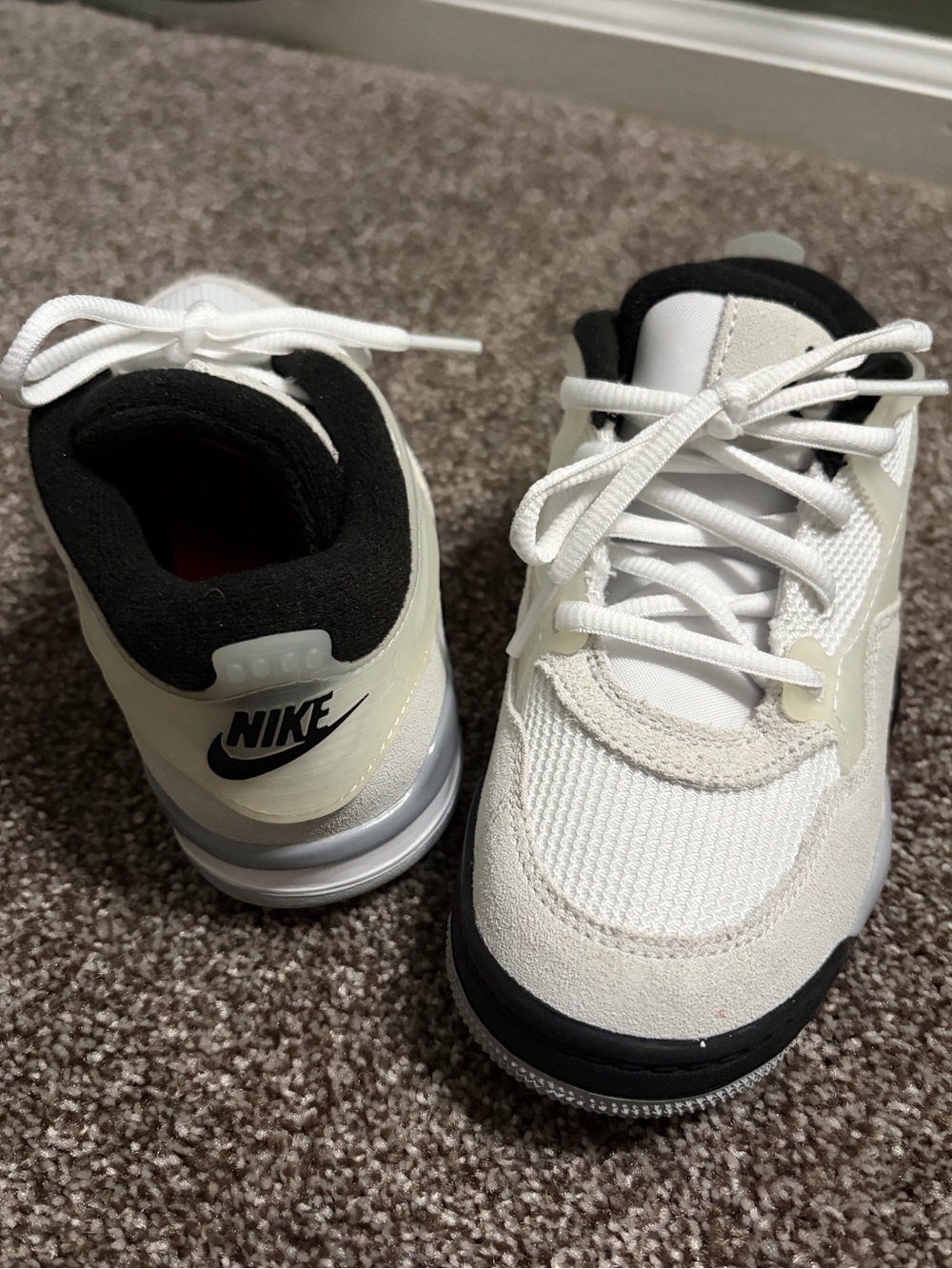 Nike Kids White and Black Low-Top Jordans